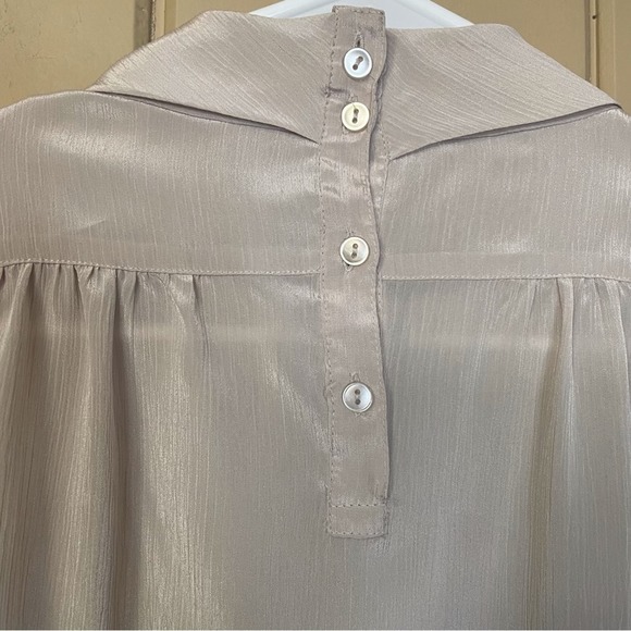 Vintage Tan-Jay. Champagne Mock Neck Blouse. Size 10. - Picture 3 of 5